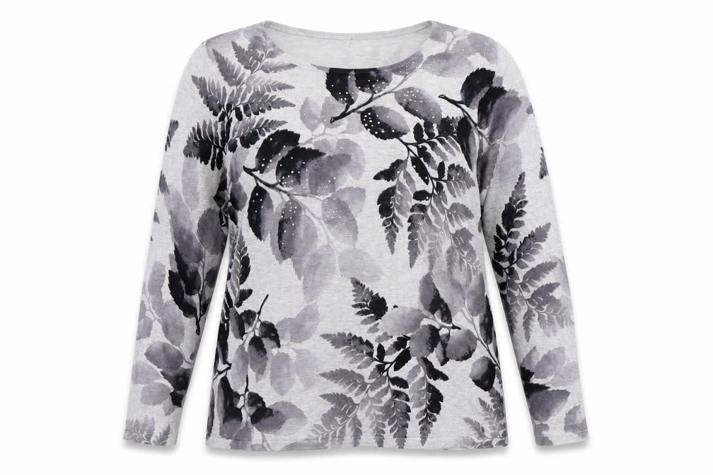 Front view of Roman Women's Grey Floral jumper, size 18