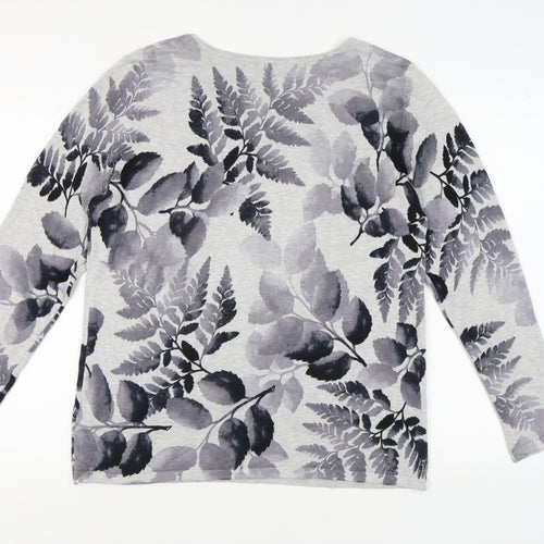 Roman Women's Grey Floral Pullover Jumper Size 18