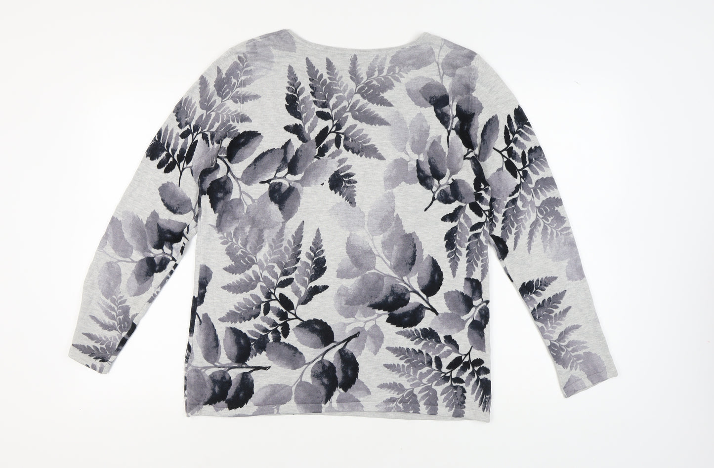 Roman Women's Grey Floral Pullover Jumper Size 18