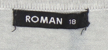 Roman Women's Grey Floral Pullover Jumper Size 18