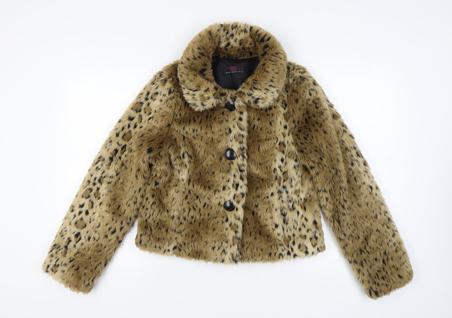 New Look Women's Beige Faux Fur Jacket Size 14