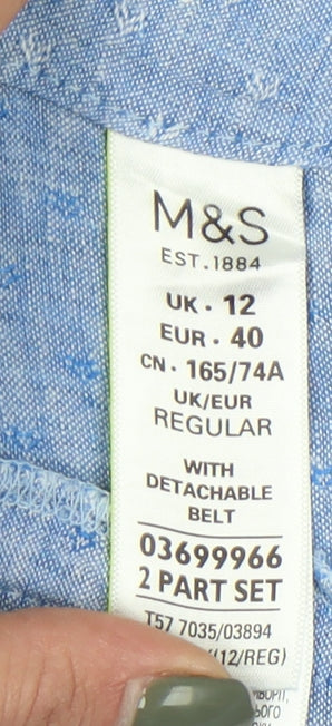 Marks and Spencer Women's Blue Belted Trousers - Size 12