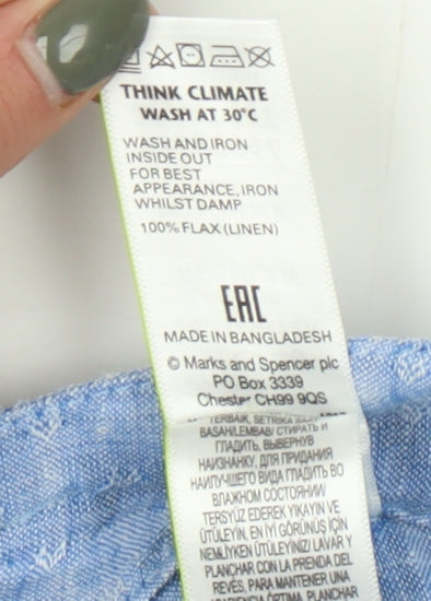 Marks and Spencer Women's Blue Belted Trousers - Size 12