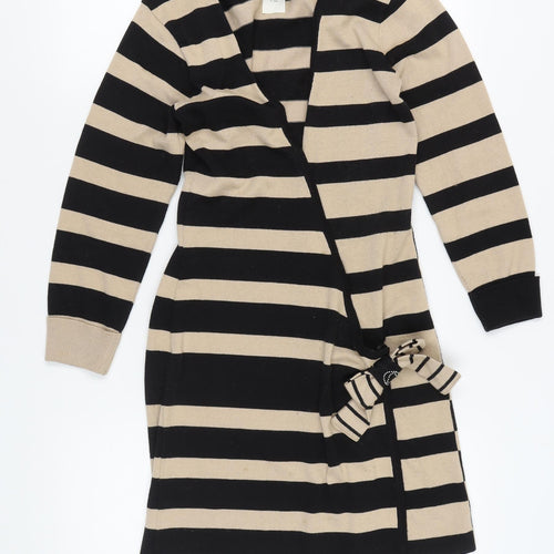 Morgan Women's Black Striped Wrap Jumper - Size S