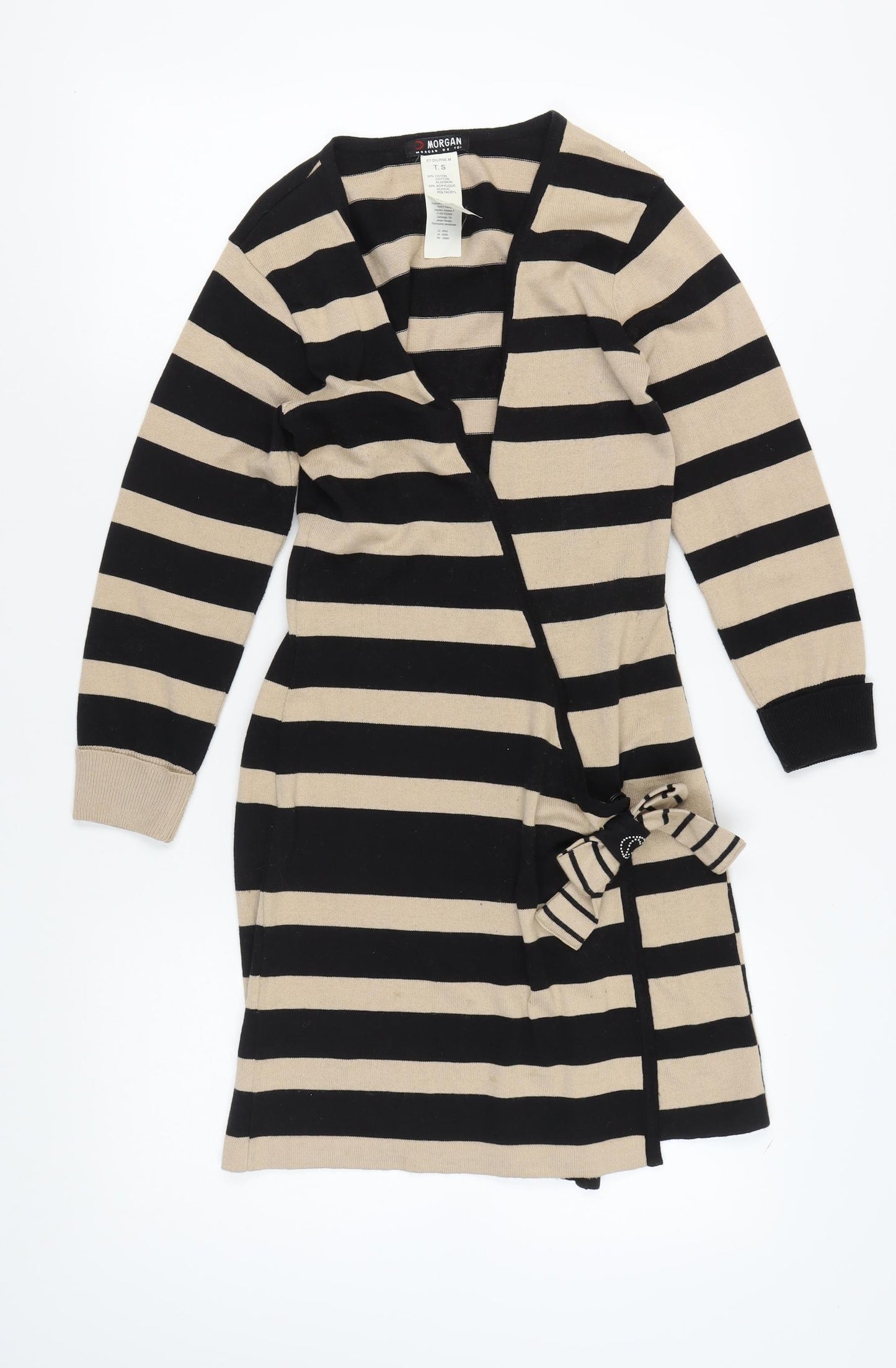 Morgan Women's Black Striped Wrap Jumper - Size S