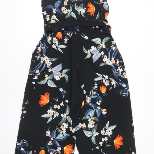 Quiz Women's Black Floral Belted Jumpsuit Size 16