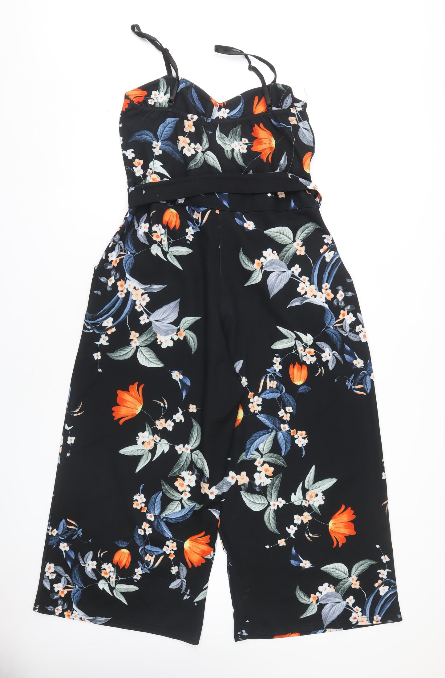 Quiz Women's Black Floral Belted Jumpsuit Size 16