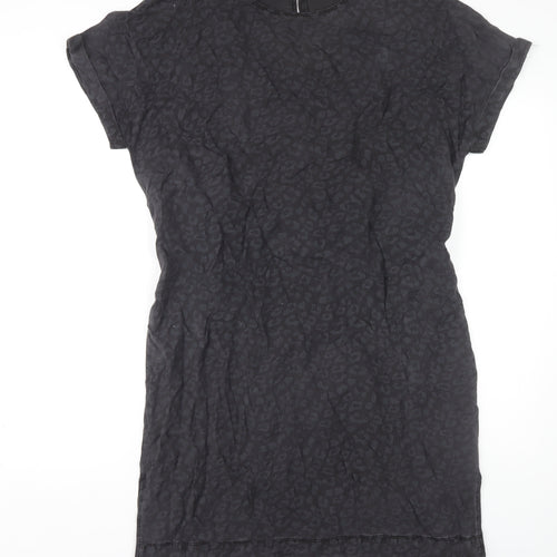 Next Women's Black Animal Print Belted Dress Size 14