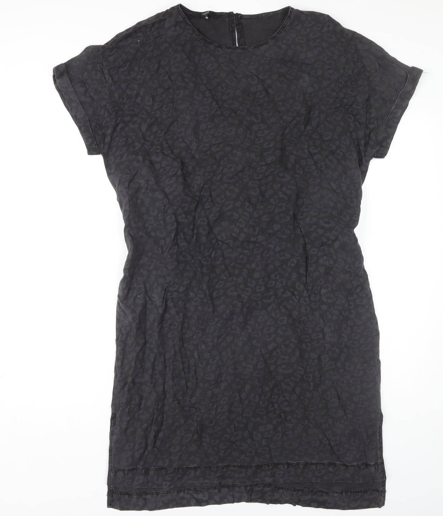 Next Women's Black Animal Print Belted Dress Size 14