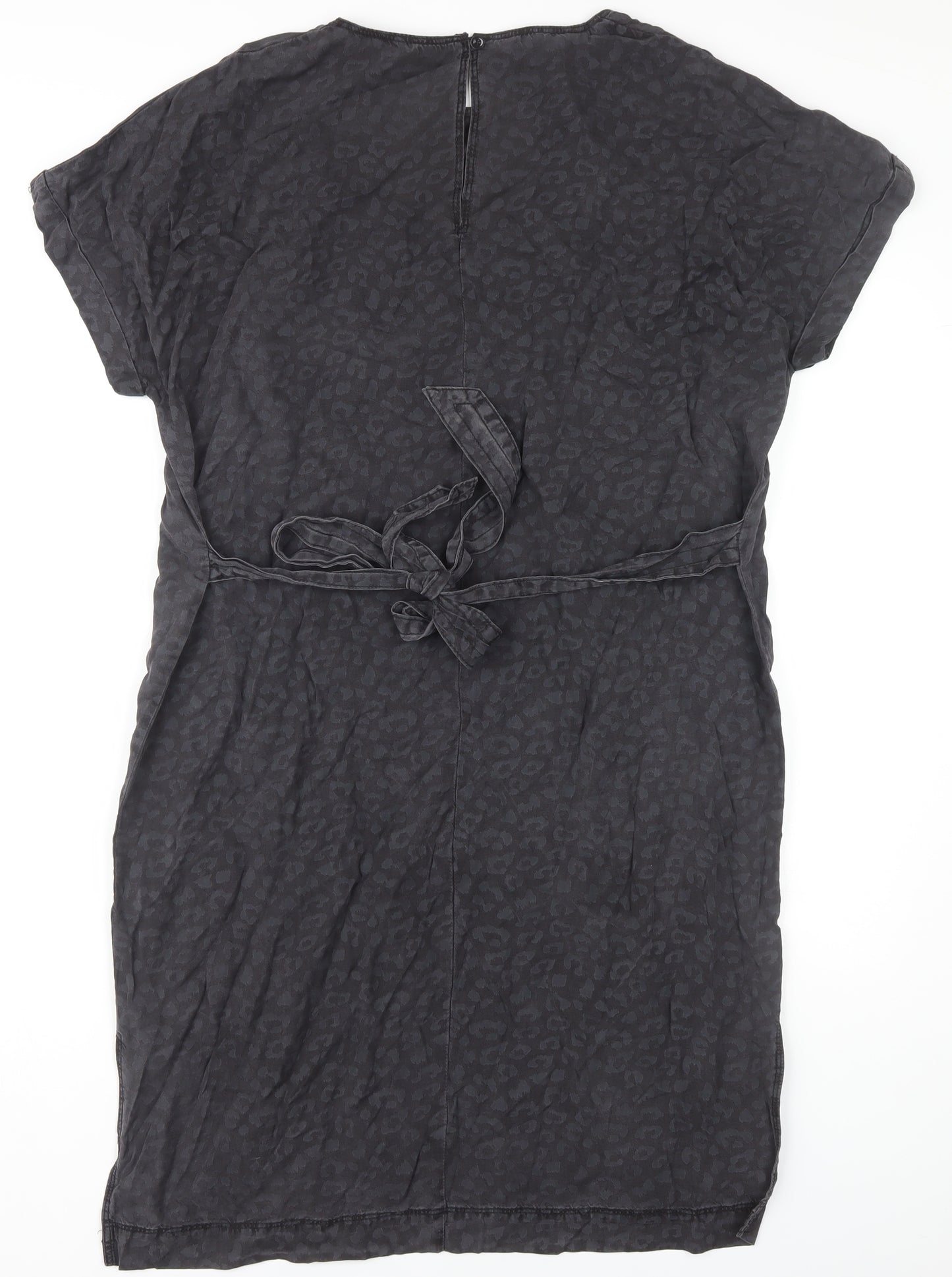 Next Women's Black Animal Print Belted Dress Size 14