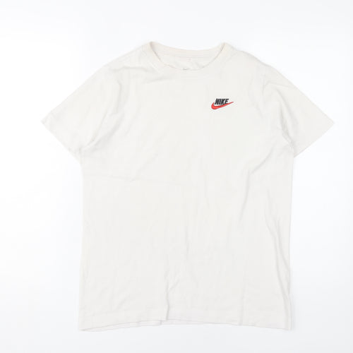 Nike Unisex White Basic T-Shirt S, Crew Neck, Breathable