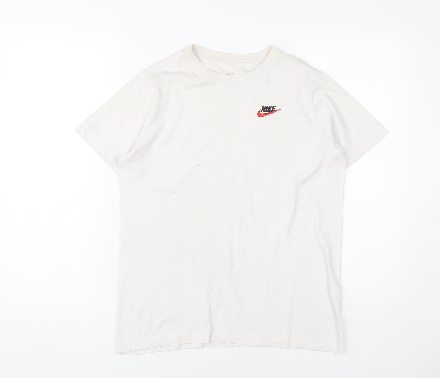 Nike Unisex White Basic T-Shirt S, Crew Neck, Breathable