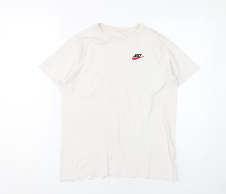 Nike Unisex White Basic T-Shirt S, Crew Neck, Breathable