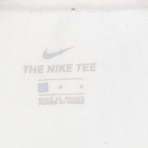 Nike Unisex White Basic T-Shirt S, Crew Neck, Breathable