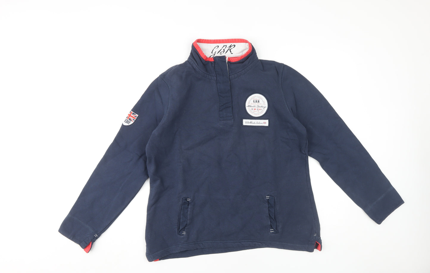 Crew Clothing Co Blue Henley Sweatshirt, Size 12