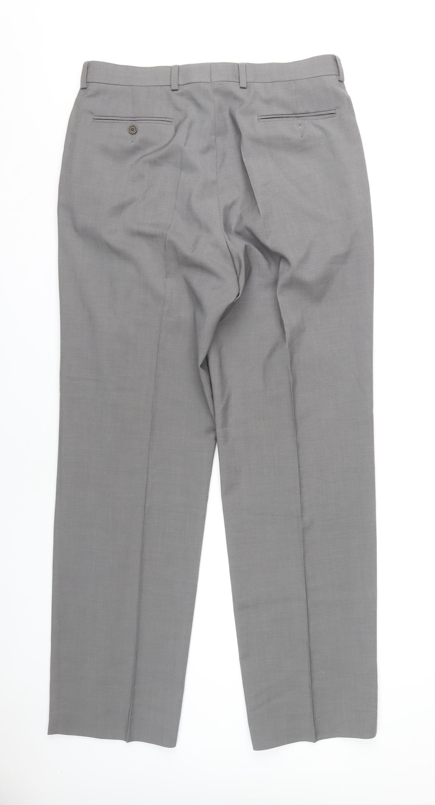 Marks and Spencer Men's Grey Wool Trousers, 34 Regular