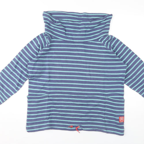 Joules Women's Green Striped Sweatshirt Cowl Neck Size 12