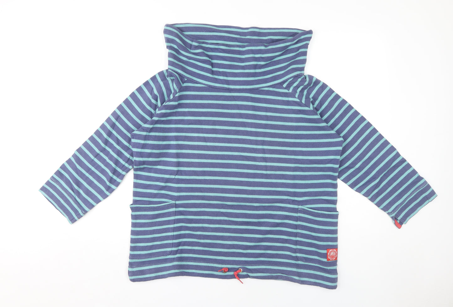 Joules Women's Green Striped Sweatshirt Cowl Neck Size 12