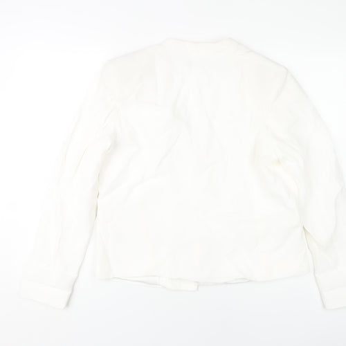 MNG Women's White Blazer with Zipped Pockets Size 12