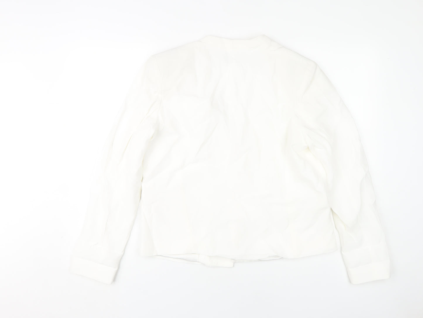 MNG Women's White Blazer with Zipped Pockets Size 12