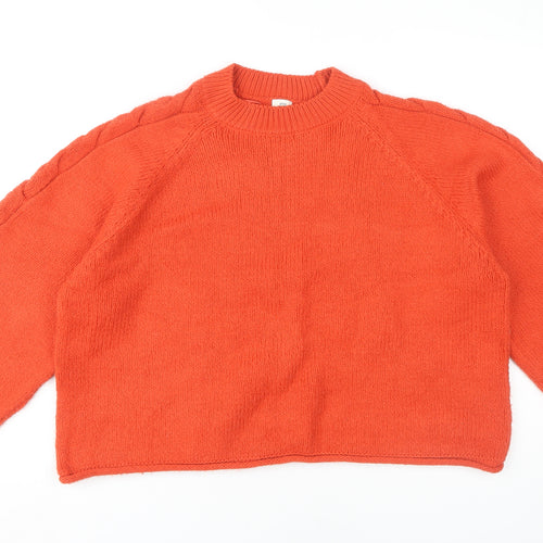 River Island Women's Orange Crew Neck Jumper - Size 10