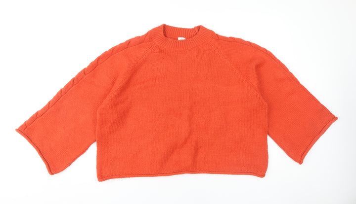 River Island Women's Orange Crew Neck Jumper - Size 10