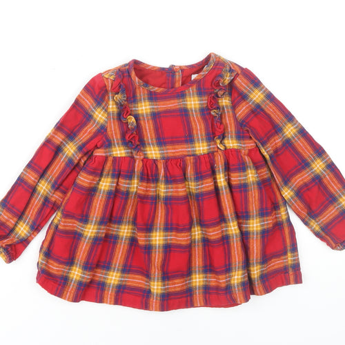 Tahari Girls Red Plaid A-Line Dress, 2-3 Years