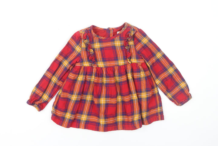 Tahari Girls Red Plaid A-Line Dress, 2-3 Years