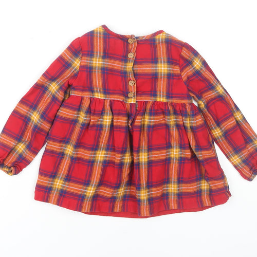 Tahari Girls Red Plaid A-Line Dress, 2-3 Years
