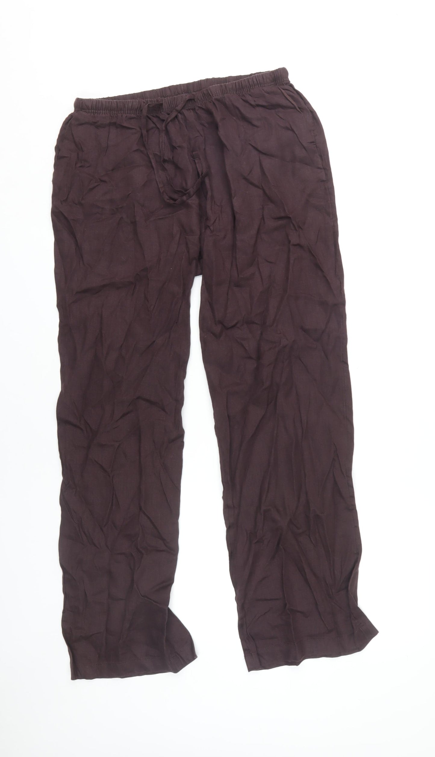 H&M Women's Brown Trousers - Size S, Elastic Waist, Casual