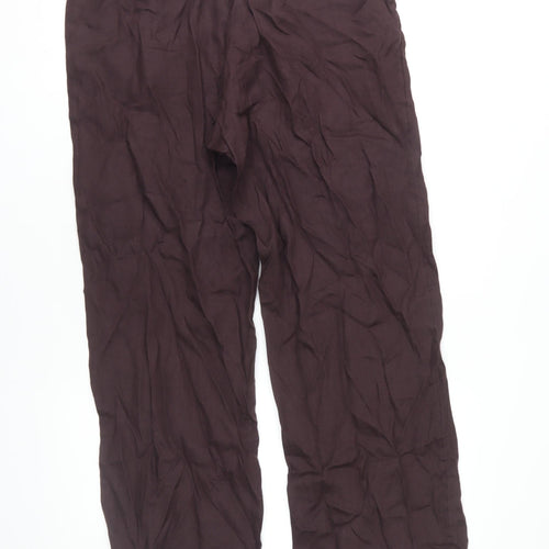 H&M Women's Brown Trousers - Size S, Elastic Waist, Casual