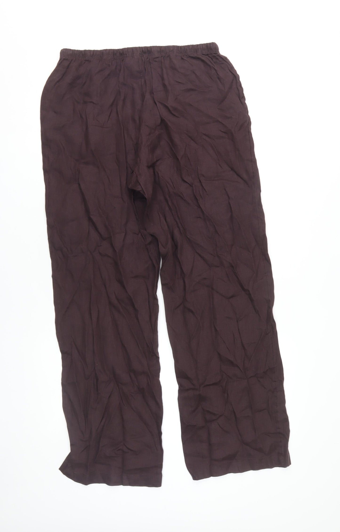 H&M Women's Brown Trousers - Size S, Elastic Waist, Casual