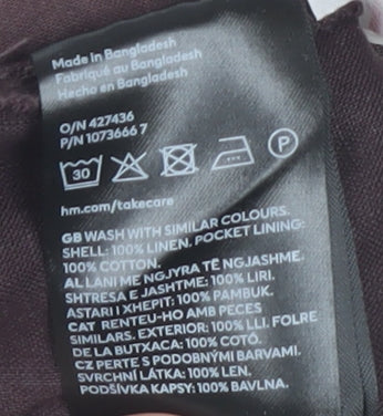 H&M Women's Brown Trousers - Size S, Elastic Waist, Casual