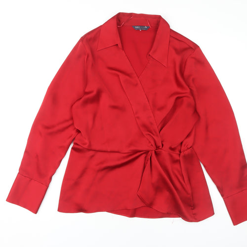 Marks and Spencer Red Wrap Blouse, Size 14, Women