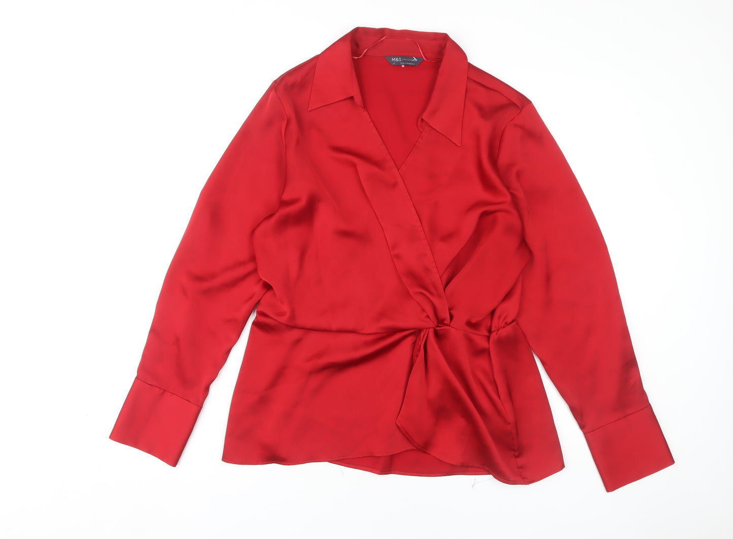 Marks and Spencer Red Wrap Blouse, Size 14, Women