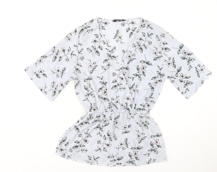 New Look Women's Floral Wrap Blouse - Size 10