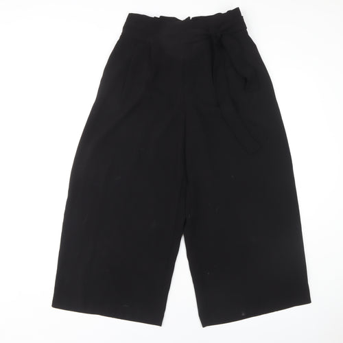 Zara Women Black Trousers, Size M, Polyester Blend