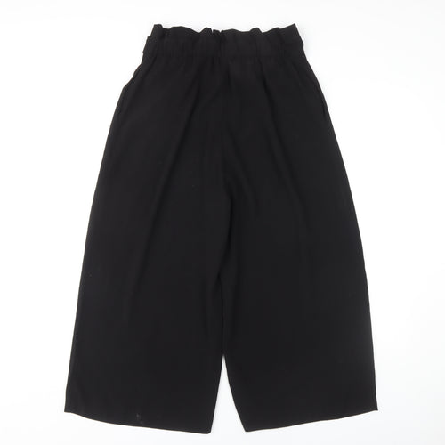 Zara Women Black Trousers, Size M, Polyester Blend