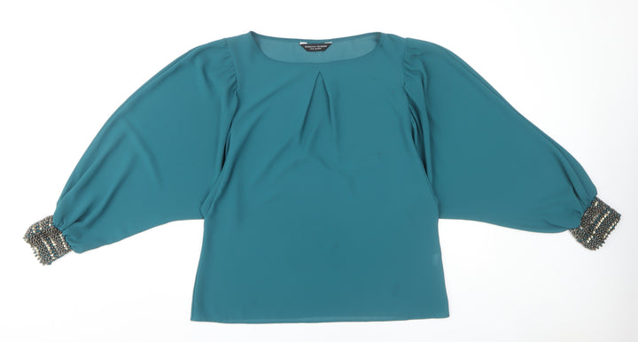 Dorothy Perkins Womens Green Beaded Blouse Size 14
