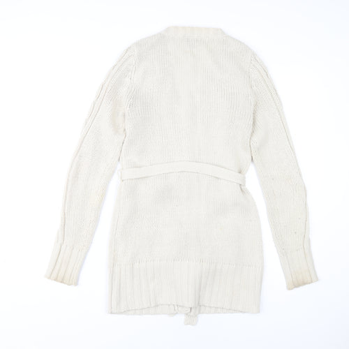 Stradivarius Women's Ivory M Cardigan Belted