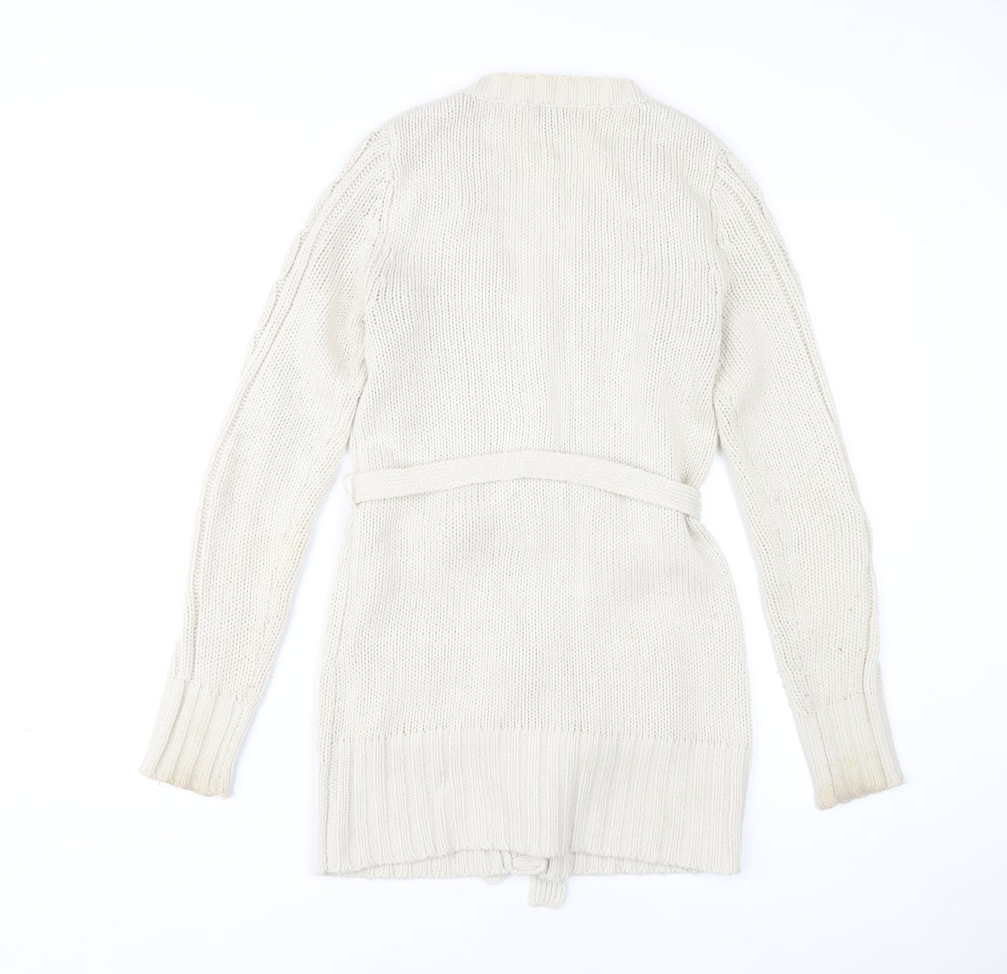 Stradivarius Women's Ivory M Cardigan Belted