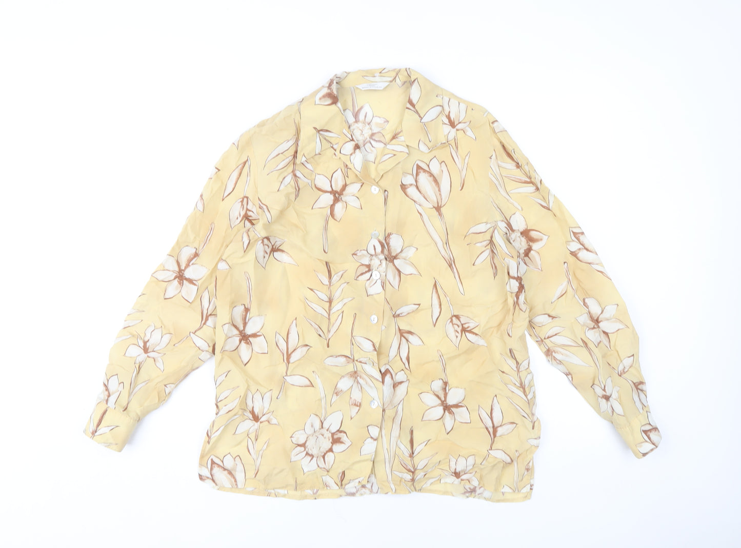 Marks and Spencer Women Yellow Floral Blouse Size 12