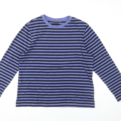 Marks and Spencer Women's Blue Striped Long Sleeve T-Shirt