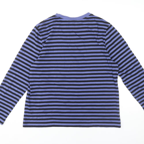 Marks and Spencer Women's Blue Striped Long Sleeve T-Shirt