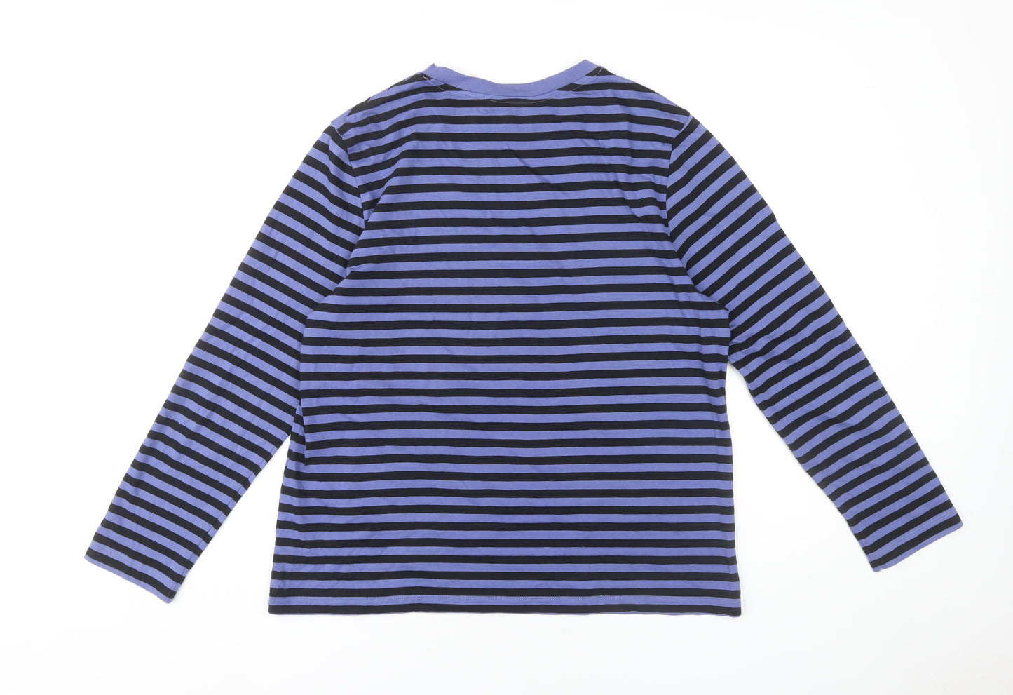 Marks and Spencer Women's Blue Striped Long Sleeve T-Shirt