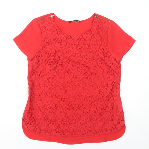 Oasis Women's Red Lace Blouse, Size 12