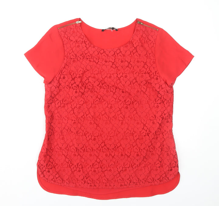 Oasis Women's Red Lace Blouse, Size 12