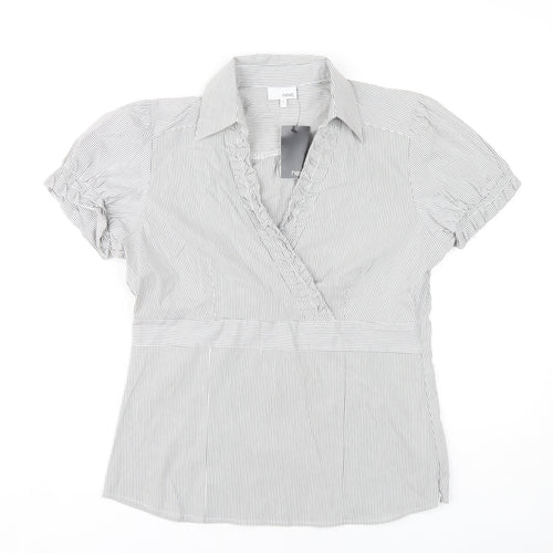 Next Women's Grey Striped Blouse, Size 12, New