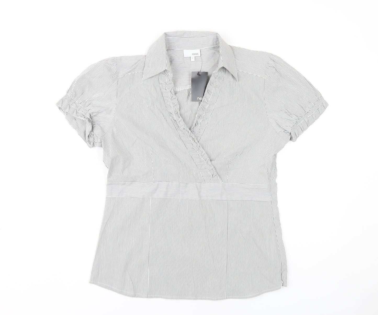 Next Women's Grey Striped Blouse, Size 12, New