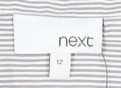 Next Women's Grey Striped Blouse, Size 12, New